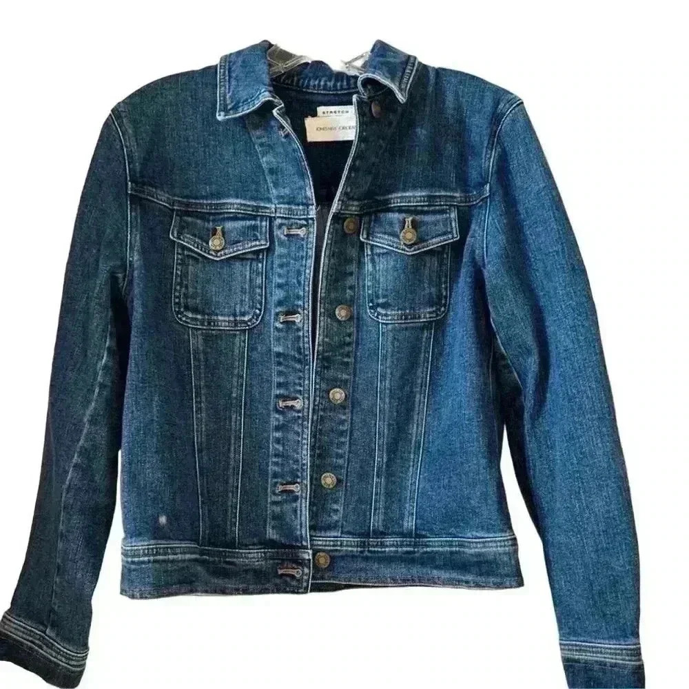 Jones New York Women's Stretch Denim Jacket Blue Size S Casual Long Sleeve